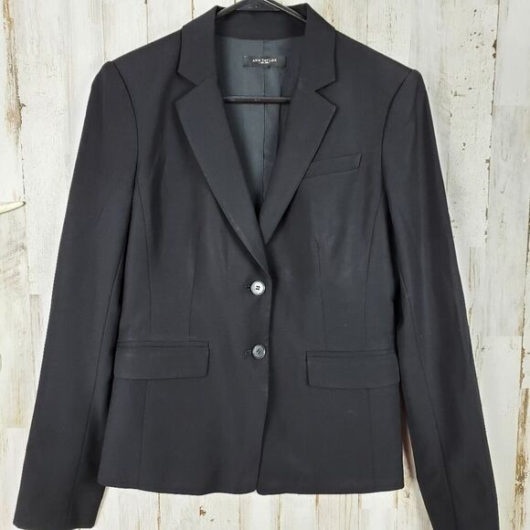 Ann Taylor Button Front Blazer Jacket Black Size 2 - Picture 1 of 9